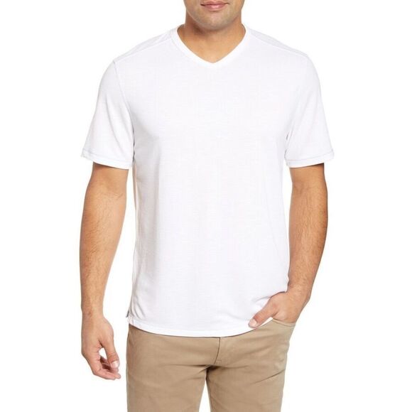 ✨Tommy Bahama Tropicool Paradise V-Neck Sz XL White T-Shirt✨ - Picture 1 of 9